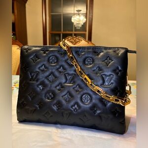 Louis Vuitton Black Clutch with Gold Chain